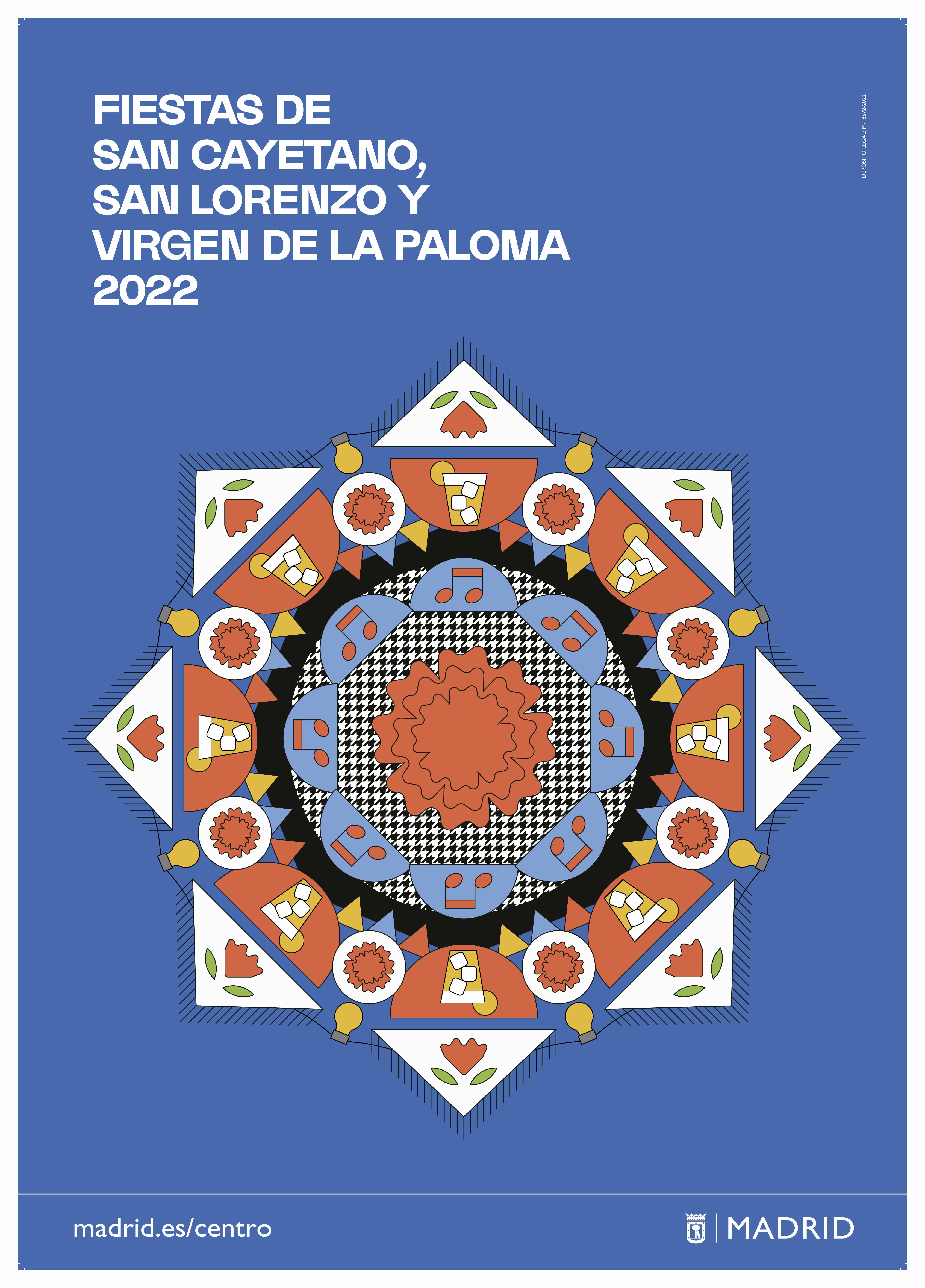 Cartel de Fiestas de San Cayetano, San Lorenzo y Virgen de la Paloma 2022 (azul)